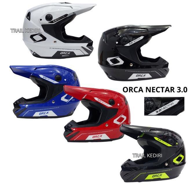 HELM RSV ORCA BLACK GLOSSY RSV WHITE HELM TRAIL GOOGLE ORIGINAL DAN TERPERCAYA