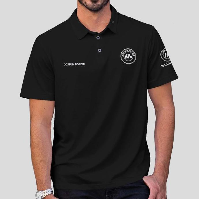 costum bordir kaos polo/kaos seragam/kain lakos/uni
