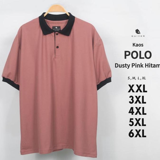 Kaos Polo Jumbo Kombinasi Dusty Pink Hitam Big Pria Size S M L XL XXL 3XL 4XL 5XL 6XL Kerah