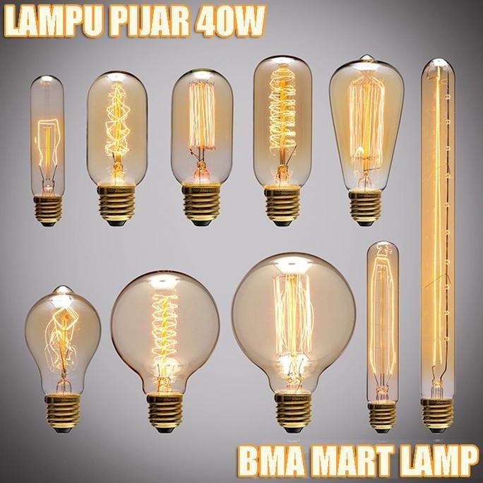Lampu Pijar Bohlam Warm Edision Filamen Vintage 40 60 Watt Kuning