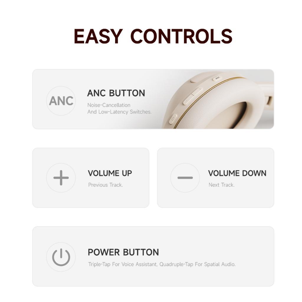 Kiip Wireless Th90 Anc Wireless Over-Ear Headphone Spatial Audio