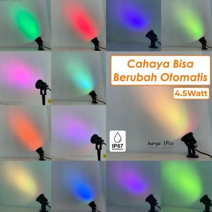 Lampu taman sorot colour RGB 3w led spotlight waterproof warna warni