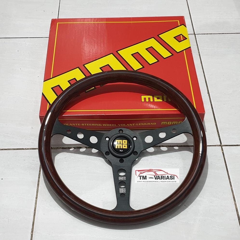 Import Stir Racing MOMO INDY Kayu Wood Glossy 14 Inchi PREMIUM