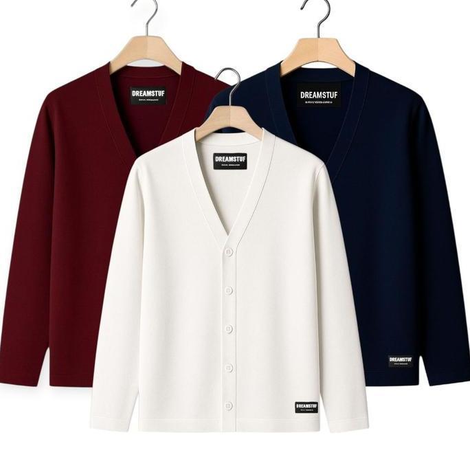 Nayapokaer - Paket 3 Pcs Sweater Cardigan Kancing V-Neck Lengan Panjang Premiumjaket Laki Laki Kekin