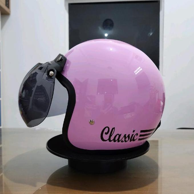 Helm Retro Classic / Solid Kaca Cembung