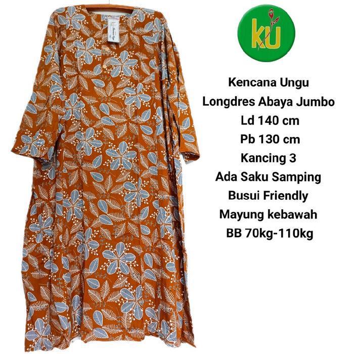 (Best Saller) Longdres Jumbo Ld 140 Cm Abaya Jumbo Gamis Jumbo Batik Kencana Ungu Label Putih Bestse