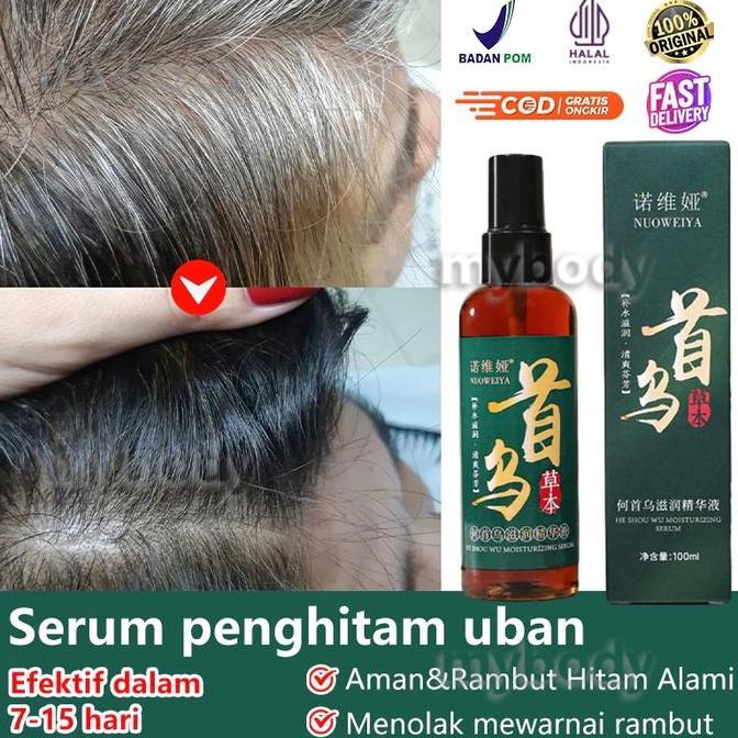 Penghitam Rambut Uban Permanen Serum 100ml Rambut Hitam Lebat Secara Permanen Penumbuh Rambut Cepat 