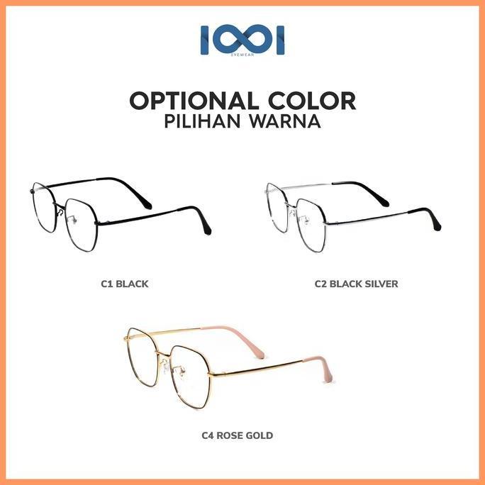 Kacamata Minus Titanium Elastis Frame Bulat Pria Wanita - IOOI 2856