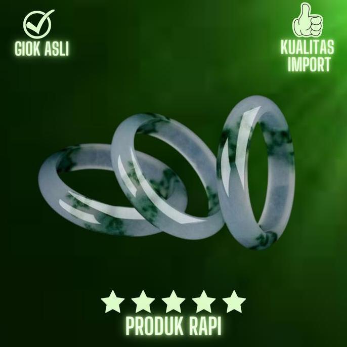 Gelang Bangle Batu Giok Hijau dan Putih Asli China Giok Kesehatan Ori