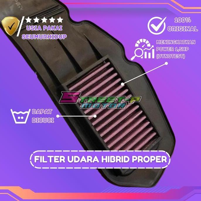 Promo FILTER UDARA PROPER RACING LINE SEMUA VARIAN MOTOR Jaring Hybrid Motorcycle filter  udara kain
