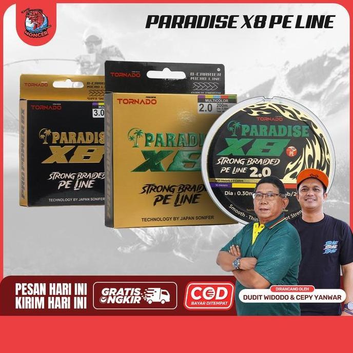SENAR PE PARADISE X8 200M 300M SENAR MANCING LAUT Pancing senar untuk Joran Reel Senar Kuat Mancing 