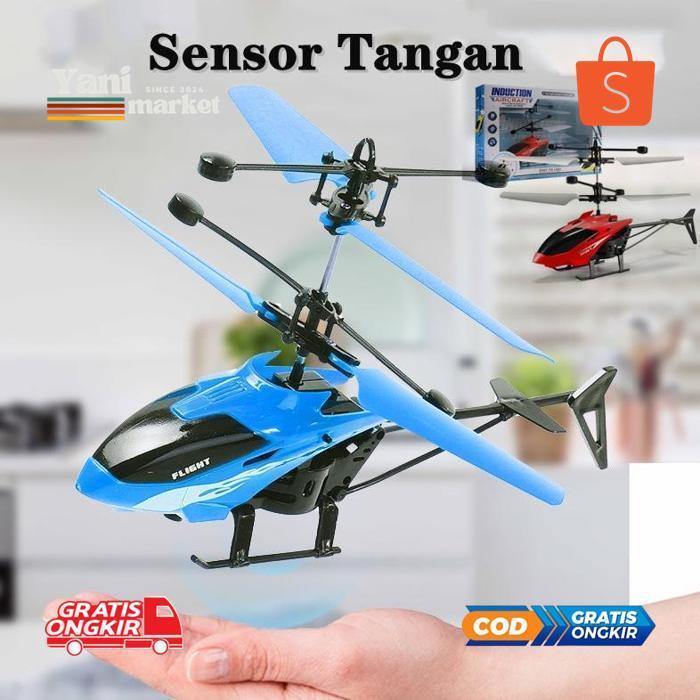 YANIMARKET MAINAN HELIKOPTER REMOTE CONTROL DAN SENSOR TANGAN USB CAS / MAINAN ANAK PESAWAT TERBANG 
