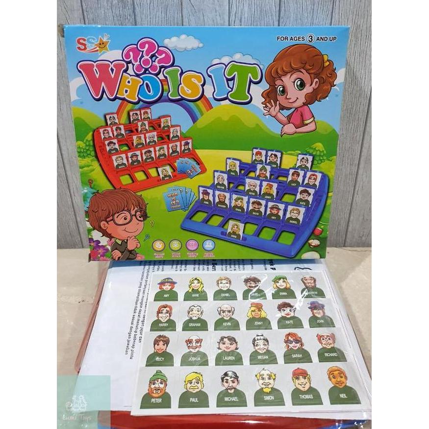 Mainan Keluarga Board Game Who Is It Tebak Gambar Orang Kartu Kotak Games