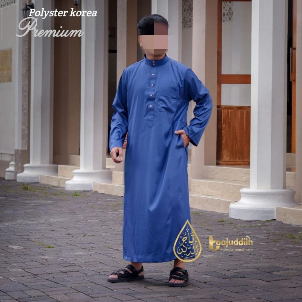 pengiriman cepat Jubah Gamis Pria Dewasa Polyster Korea Style Saudi Import Kancing Premium Exclusive