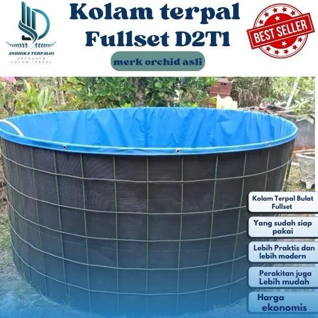 Kolam Terpal Fullset Diameter 2 Tinggi 1 /Kolam terpal ikan fullset