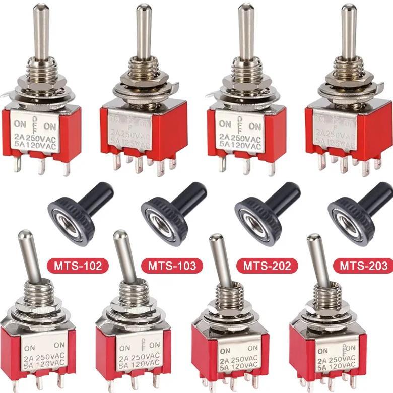 10Pcs MTS102 MTS203 Micro Switch 6mm Miniature Switch ON-OFF-ON Toggle Switch Single Pole 3Pin 6Pin 
