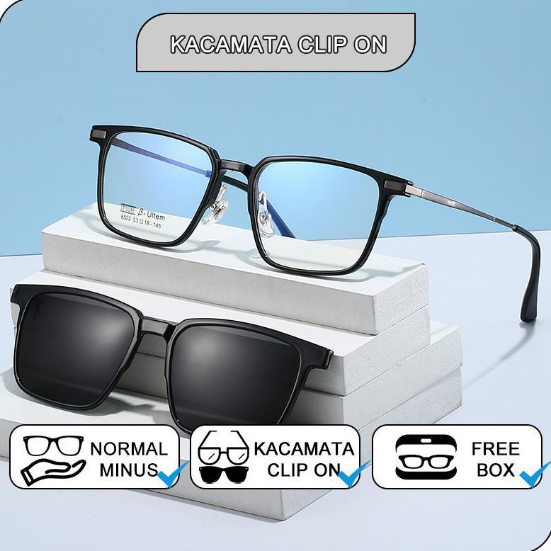 Ready Kacamata Clip On Minus Pria Wanita Photocromic Bluecromic Anti Blueray Kaca Mata Optik