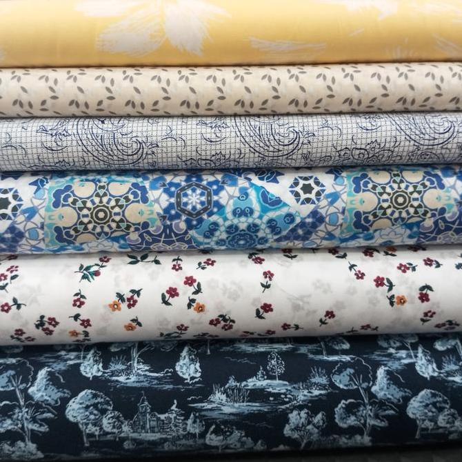 KAIN BAHAN KEMEJA KATUN MOTIF ABSTRAK ITALY GARMENT QUALITY IMPORT KODE 850