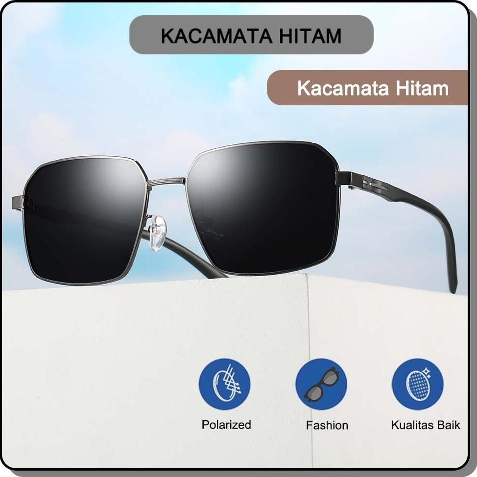Ready Frame Kacamata Hitam Polarized Pria Cowok Wanita Keren Elastik TR90 Besi Kotak Anti Sinar mata