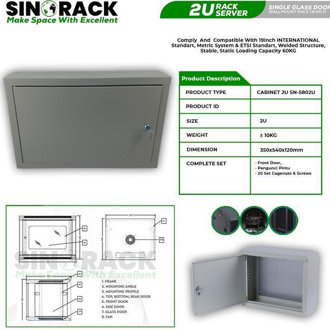 Wallmount Rack Server 2U, Rak Server Single Door 2U