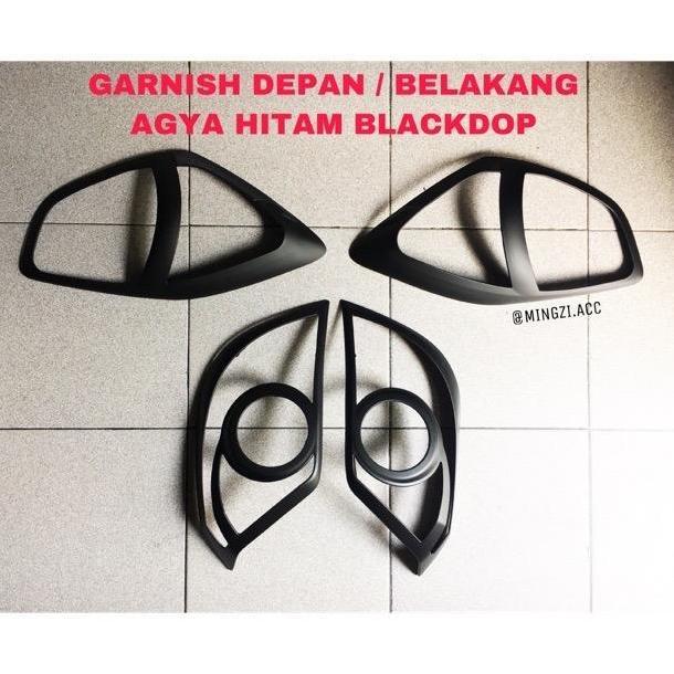 AGYA AYLA 2012 2014 2016 GARNISH LAMPU DEPAN BELAKANG HITAM BLACK DOFF DOP COVER HEADLAMP LIST MOBIL