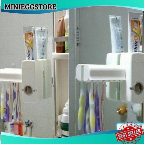 DISPENSER ODOL TOOTHPASTE DISPENSER & BRUSH SET WHITE PASTA GIGI DAN TEMPAT SIKAT GIGI DISPENCER TOO