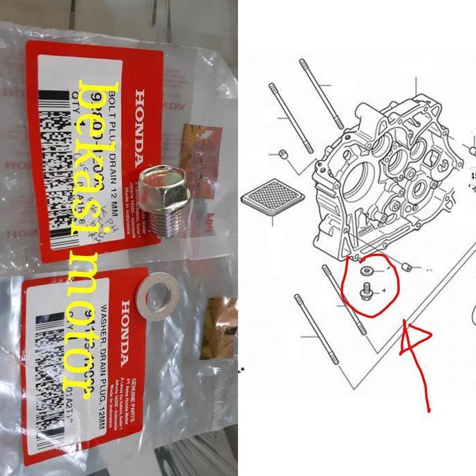 Baut 92800-12000 + Ring 94109-12000 Baut Tap Oli Dan Ring Honda Cbr 150 Verza Cb 150 New Megapro Crf