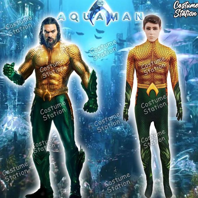 Kostum Aquaman / Costume Superhero Justice League pria dewasa