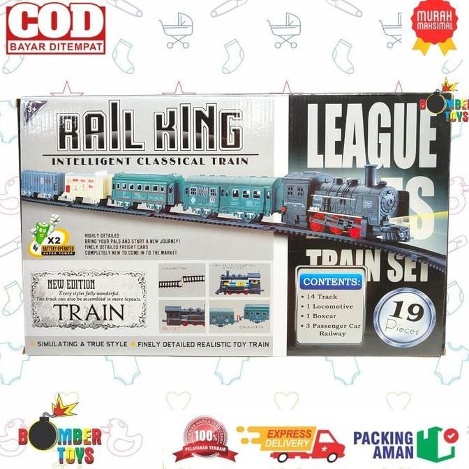 MAINAN ANAK KERETA API RAIL KING 19 PCS CLASSIC TRAIN LOCOMOTIF Kado Permainan Control Plastik Remot