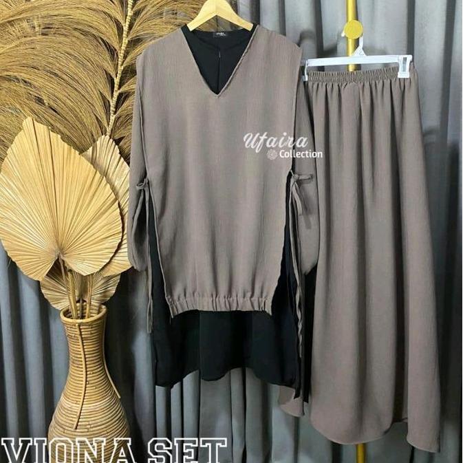Bgs- Ufaira Collection~Viona Set Setelan Rok+Tunik+Rompi+Pasmina 4In1 Setelan Wanita Terbaru Airflow