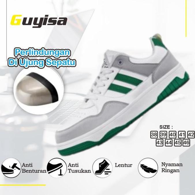 Sepatu Sneakers Safety Sport Green Kanon | Sepatu Safety Sport | Sepatu Kerja | Sepatu Pabrik | Sepa