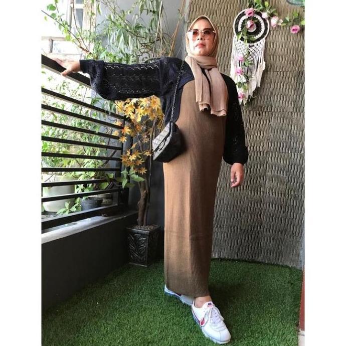 Bgs- One Set Rajut Yura Balon - Baju Stelan Wanita Kekinian Outer+Inner - Maks Bb 70 Kg Muslim Setel