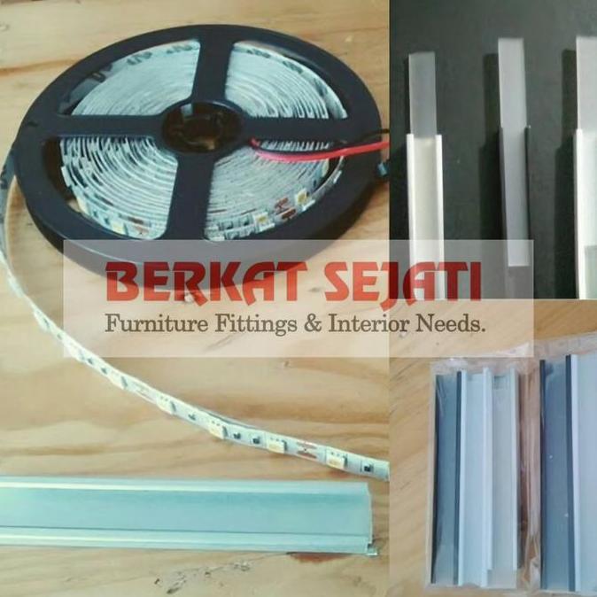LIS LED LIST REL RUMAH LAMPU LED STRIP ALUMUNIUM ACRYLIC COVER HITAM