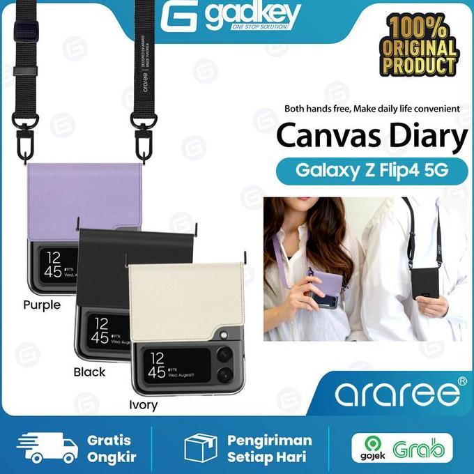 Case Samsung Galaxy Z Flip 4 Flip4 ARAREE Canvas Diary Lanyard Casing