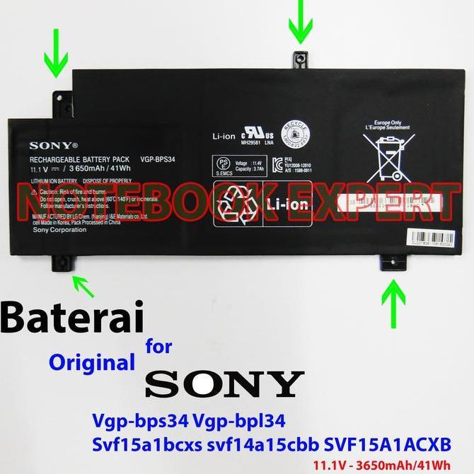 Baterai ORIGINAL SVF15 SVF15A1ACXB SVF15A1ACXS (3 CELL) BPS 34