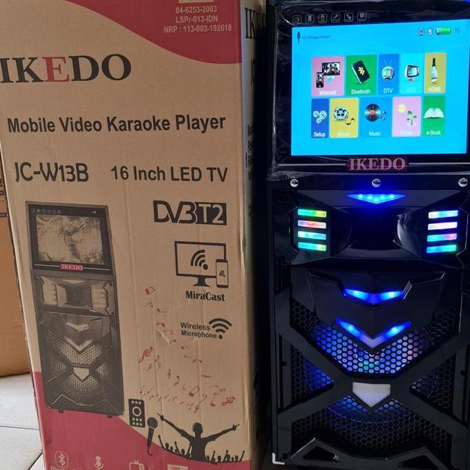 BEBAS ONGKIR - IKEDO JC-W13B Speaker Portable Karaoke Miracast + 2 Mic Wireless