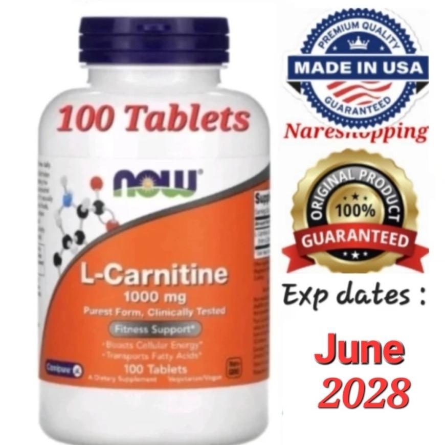 Now Foods L-Carnitine 1000 Mg 100 Tablets Boosts Cellular Energy Vegan Original