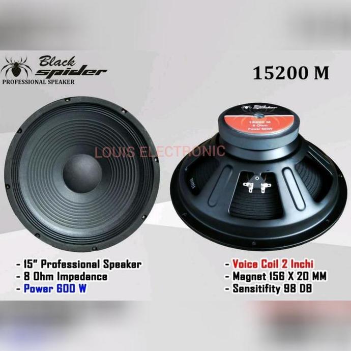 NEW Speaker Woofer Black Spider 15200 M 15 Inch ORI Komponen Black Spider