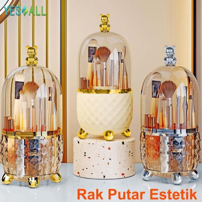 wasihan500 - yesall rak makeup kosmetik crystal transparan aesthetic rak kosmetik putar 36 derajat a