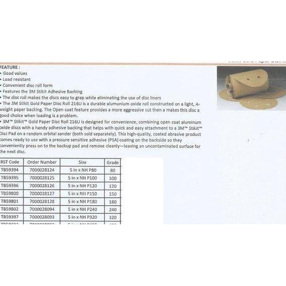 GARAVAR Stikit Gold Paper Disc Roll 216U 5in . NH P320 - 3M