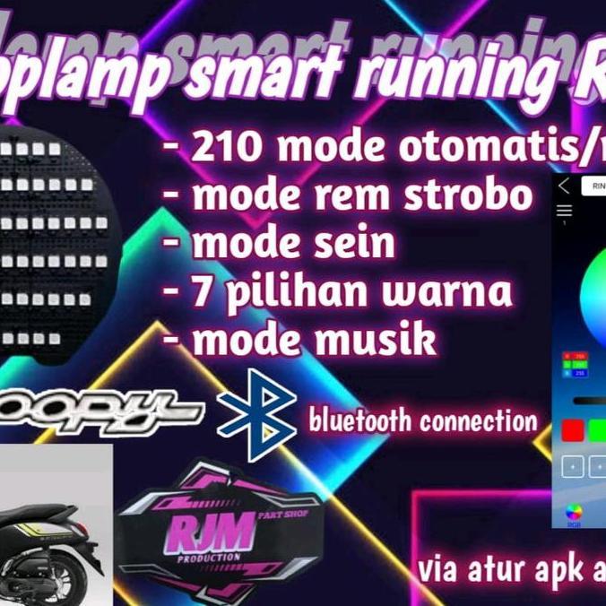 ERAZORM Stoplamp RGB 210 Mode PNP Scoopy New 2023 2024 dengan Bluetooth untuk Android - Setiker, Mot
