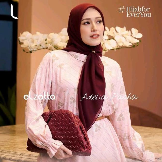 Elzatta Hijab Keisha Paris Adelia Pasha Seri 3 Segiempat Polos Terbaru Cantik Nyaman Kerudung Kekini