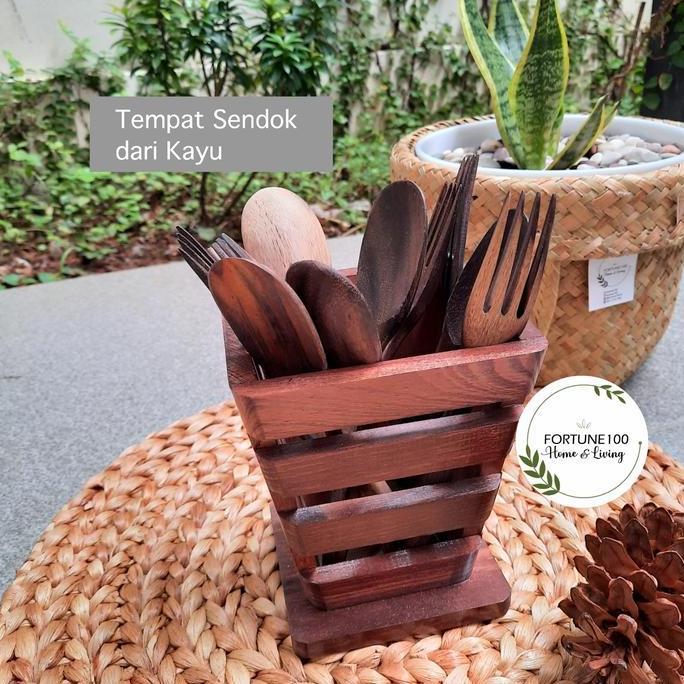 wasihan500 - tempat sendok kayu / tempat sendok garpu / wadah sendok garpu