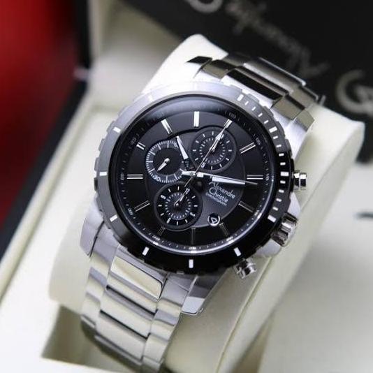 ALEXANDRE CHRISTIE AC6141 AC 6141 SILVER BLACK JAM TANGAN ORIGINAL