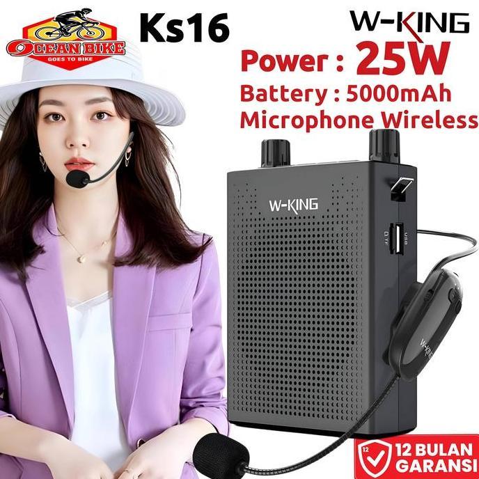 Promo WKING Speaker Pinggang Tour Guide Mic Karaoke W-King KS16 Bluetooth Diskon