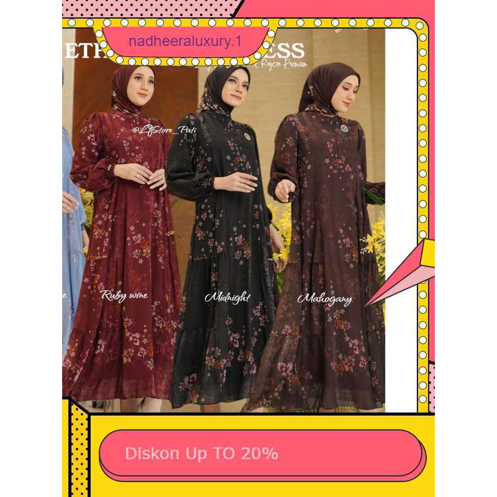 ETHLORA SERIES STYLE 3 MIDI DAN DRESS by Nadheera Luxury Ori Terbaru ️Gamis Motif ️ Gamis Babydoll P