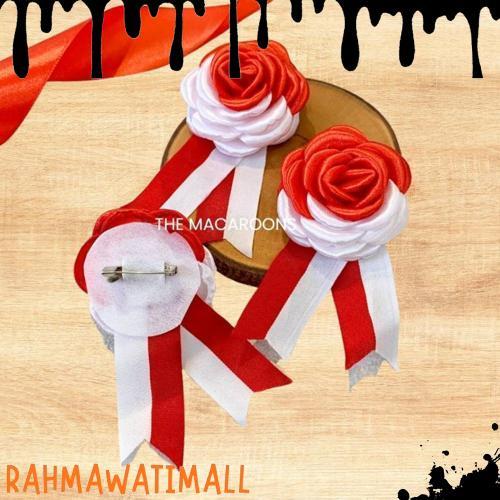 Bros Pita Peniti Gardenia Bendera Merah Putih Handmade - Bross Gardenia Aksesoris Baju Hijab BIGDEAL