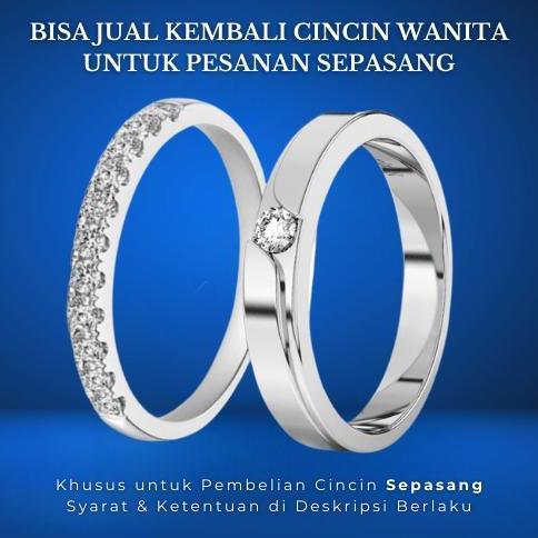 Ready Cincin Tunangan 2-3 gram Berlian Moissanite GRA / Zircon - Platinum / 9K White Gold Plated Sil