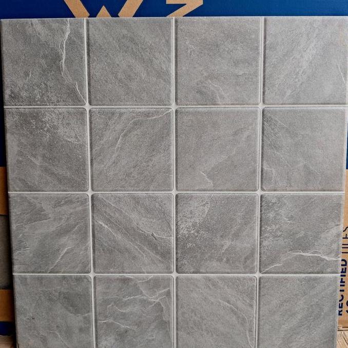 KERAMIK LANTAI 40X40 MATT KOTAK ABU CARARA - KERAMIK DINDING 40X40 KASAR TIMBUL ABU ABU