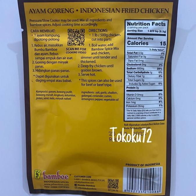 Bamboe Bumbu Ayam Goreng 33 gr murah